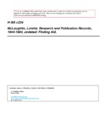 McLaughlin, Loretta. Research and publication records, 1944-1984 (inclusive), 1962-1967, 1979 (bulk): Finding Aid