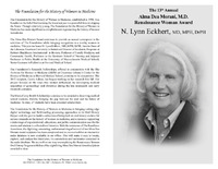 Program for the Alma Dea Morani Award ceremony for Lynn Eckhert