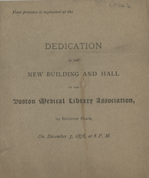 Dedication of the new building and hall of the Boston Medical Library Association