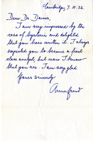 Letter from Anna Freud to Lydia Dawes, M.D.