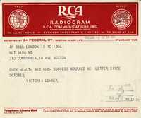 Radiogram from Victoria Lehner