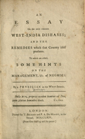 Title page to An essay on the more common West-India diseases (1764)