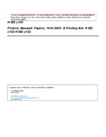 Finland, Maxwell. Papers, 1916-2003: Finding Aid