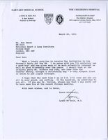 Reply from Lynne M. Reid to Ann Dewar regarding Electron Microscope Farewell Party invitation