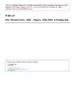 Kitz, Richard John, 1929- . Papers, 1950-2004: A Finding Aid.