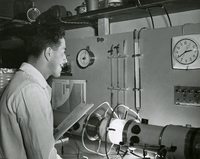 August T. Rossano, Jr. conducting research for the Atomic Energy Commission  and the Department of Industrial Hygiene at the Harvard School of Public Health