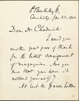 Letter from William Roscoe Thayer to James Read Chadwick