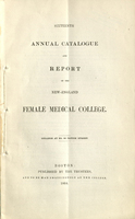Title-page of the Sixteenth annual catalogue and report of the New-England Female Medical College