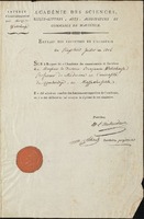Certificate from Academie des Sciences, Lettres, et Arts de Marseille for Benjamin Waterhouse