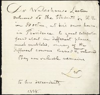Letter from Louisa (Lee) Waterhouse to the descendents of Benjamin Waterhouse