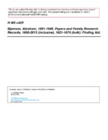 Myerson, Abraham, 1881-1948. Papers and Family Research Records, 1908-2013 (inclusive), 1921-1974 (bulk): Finding Aid.