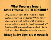 What Progress Toward More Effective Birth Control?