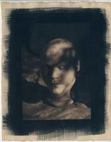 Cyanotype print of head cast of William Burke