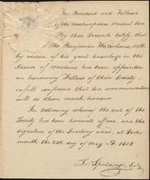 Letter from the New Hampshire Medical Society to Benjamin Waterhouse