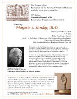 Invitation for the Alma Dea Morani Award ceremony for Marjorie Sirridge