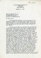 Letter : Littleton, N.H., to Alan R. Moritz, Boston, Mass., <br /><br />
August 21, 1945 . Page 01-03.